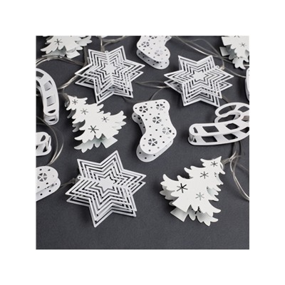 Гирлянда «Нить» 4 м с насадками «Новогодняя сказка», IP20, прозрачная нить, 20 LED, свечение мульти, 8 режимов, 220 В