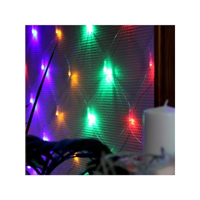 Гирлянда «Сеть» 1.6×1.6 м, IP20, прозрачная нить, 144 LED, 8 режимов, 220 В, свечение мульти,
