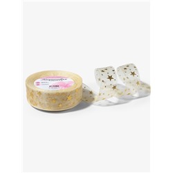 Лента капроновая с тиснением «Звёзды», 25 мм, 23±1 м, бежевая