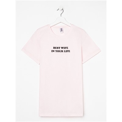 Футболка женская KAFTAN Best wife, размер 40-42, розовая