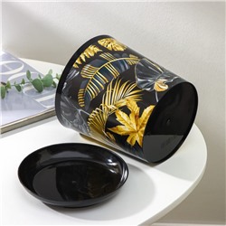 Горшок для цветов с поддоном Доляна «Голди.Тропики», 1.6 л, d=14 см, h=15.5 см, пластиковый, цвет чёрный