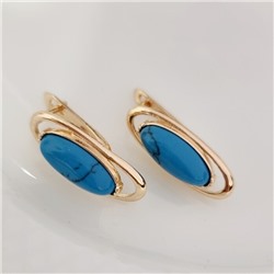 Комплект кольцо и серьги под бирюзу, покрытие позолота, коллекция "Дубайское Золото", р 18, арт.215.081-18