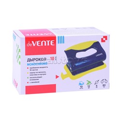 Дырокол "MonoChrome" (10 листов) пластиковый с каучуковой вставкой, с линейкой, в картонной коробке, черный с неоновым желтым