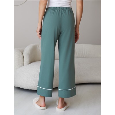 Укороченные брюки из эластичного хлопка с контрастным кантом