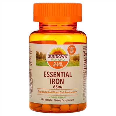 Sundown Naturals, Незаменимое железо, 65 мг, 120 таблеток