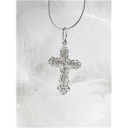 Крест правосланый из серебра с фианитами родированный - Спаси и сохрани, 4 см 925 пробы К3-251р 200
