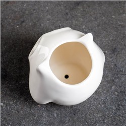 Декоративный горшок для цветов «Совенок Мун», керамический, 300 мл, 10.5×9×10 см, белый