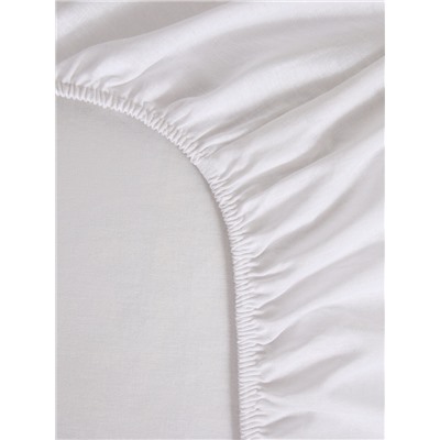 Простыня на резинке 2-спальная «Этель», 180×200+25 см, молочная, поплин