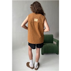 Жилет стеганый  HOME109/01/Коричневый, белый