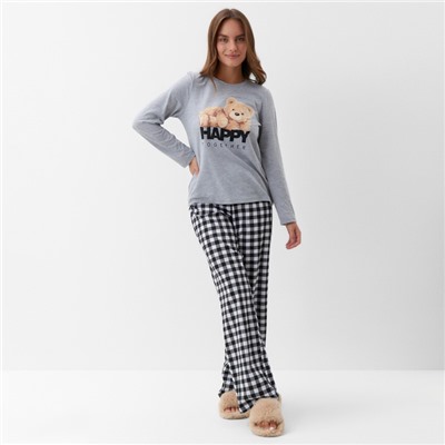 Пижама новогодняя женская (лонгслив, брюки) KAFTAN Happy together, размер 40-42