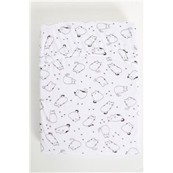 Простыня на резинке трикотажная на прямоугольный матрас 120х60, арт. ПРК/киски