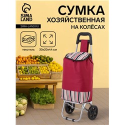 Сумка-тележка хозяйственная на шнуре, 30×20×44 см, бордовый