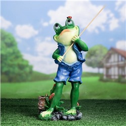 Садовая фигура из полистоуна «Лягушонок рыбак», 40×12×18 см
