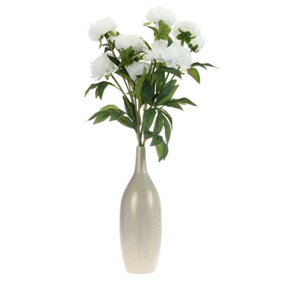 Цветы искусственные «Пион Беверли люкс», h=60 см, белые