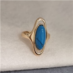 Комплект кольцо и серьги под бирюзу, покрытие позолота, коллекция "Дубайское Золото", р 18, арт.215.081-18