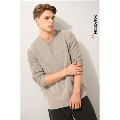 Мужской лонгслив на пуговицах Happyfox