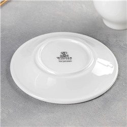 Чайная пара фарфоровая Wilmax, 2 предмета: чашка 220 мл, блюдце d=14.2 см, цвет белый