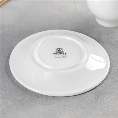 Чайная пара фарфоровая Wilmax, 2 предмета: чашка 220 мл, блюдце d=14.2 см, цвет белый