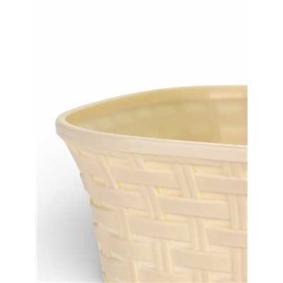 Кашпо для цветов «Ротанг», 3.4 л, 20.9×20.9×15 см, пластиковое, с поддоном, бежевое