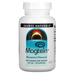 Source Naturals, Magtein, Magnesium L-Threonate, 667 mg, 90 Capsules