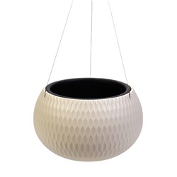Кашпо для цветов «Жемчужина», 7 л, d=36 см, h=22 см, пластик, со вставкой, подвесное, бежевое