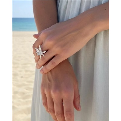 Кольцо с белым серебрением