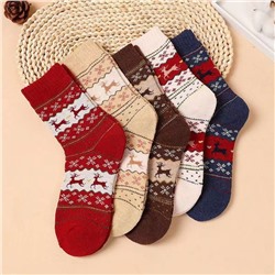 Шерстяные носки с оленями НАБОР 5 пар (Размер 36-39)