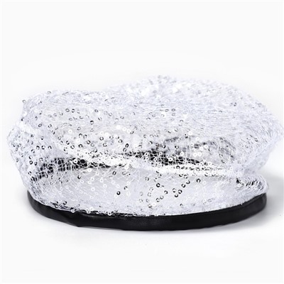 Берет прозрачный с пайетками, белый, р-р 56 см