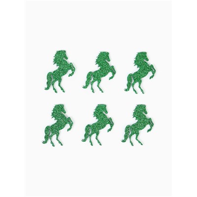 Декор новогодний «Лошадки» на клеевой основе, зеленый, набор 6 шт.