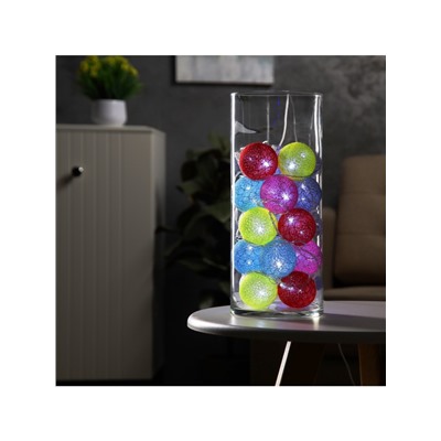 Гирлянда «Нить» 5 м с насадками «Клубки цветные», IP20, прозрачная нить, 20 LED, свечение белое, 220 В