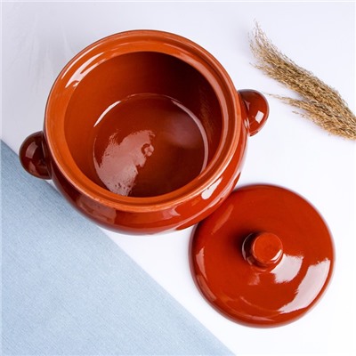 Жаровня Кунгурская керамика «Стандарт», 3 л, с ручками, коричневая