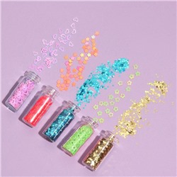 Блёстки для декора ногтей, мелкие/средние, в пластиковом органайзере, набор 24 бутылочки, разноцветные
