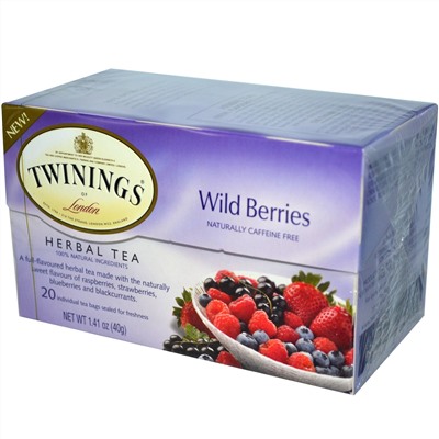 Twinings, травяной чай, дикие ягоды, без кофеина, 20 чайных пакетиков, 40 г (1,41 унции)