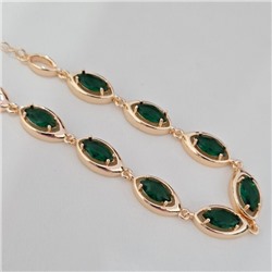 Браслет на руку ювелирная бижутерия коллекция "Дубай", вставка: фианиты, цвет: зеленый, арт.414.091