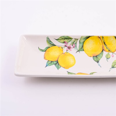 60179 Блюдо сервировочное прямоугольное Лимонный праздник доломит LR (х24)