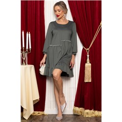 Платье бохо трикотажное Млада (темно-оливковое) П14412-8М