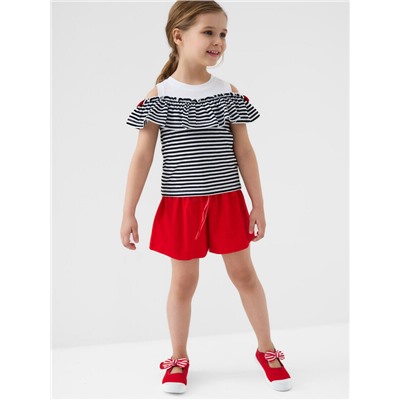 Комплект трикотажный для девочек: джемпер (футболка), шорты