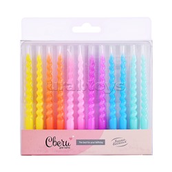 Свечи Яркие спирали, Ассорти, 0,7*8 см, 12 шт.