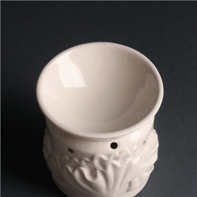 Аромалампа для эфирных масел «Листва», керамика, белый, 9×9×9.4 см