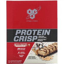 BSN, Protein Crisp, именинный торт, 12 батончиков, 57 г (2,01 унции) каждый