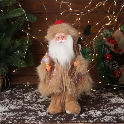 Дед Мороз под ёлку «Зимнее волшебство. Новогодняя игрушка в вязаном костюме» двигается, с подсветкой, 30 см, красный