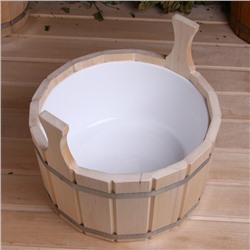 Шайка - таз для бани и сауны, 9 л, деревянная, пластиковая вставка, «Добропаровъ»