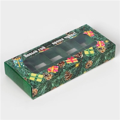 Коробка под 10 конфет новогодняя «новый год - время чудес», 9.5×22×3.5 см