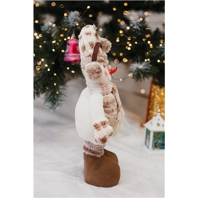 Игрушка новогодняя с выдвижными ногами Снеговик в наушниках колпак НАТАЛИ, 1224256