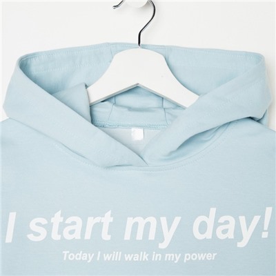 Худи для девочки I start, голубое, рост 152 см