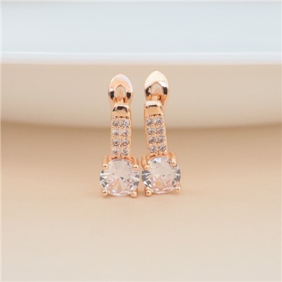 Серьги ювелирная бижутерия коллекция "Дубай", покрытие позолота, вставка: фианиты, цвет: прозрачный, арт.213.588