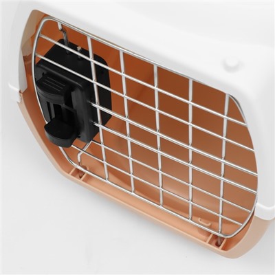 Переноска для животных, 47×32.5×30 см, вес до 9 кг, с металлической дверью, пластик, персиковая