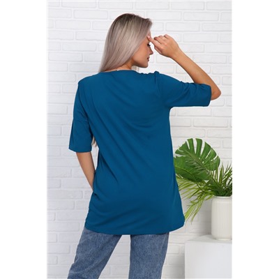 Футболка удлиненная с рисунком листья пальмы, Арт. 786