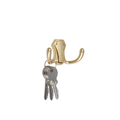 Крючок мебельный CAPPIO HIDDEN, двухрожковый, цвет матовое золото, 2 шт.