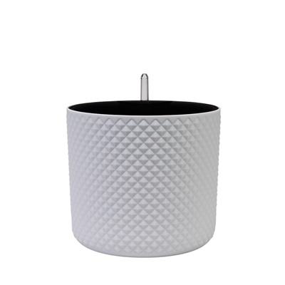 Кашпо для цветов «Фасет», 6.2 л, d=22 см, h=20 см, пластиковое, с автополивом, со вставкой, белое